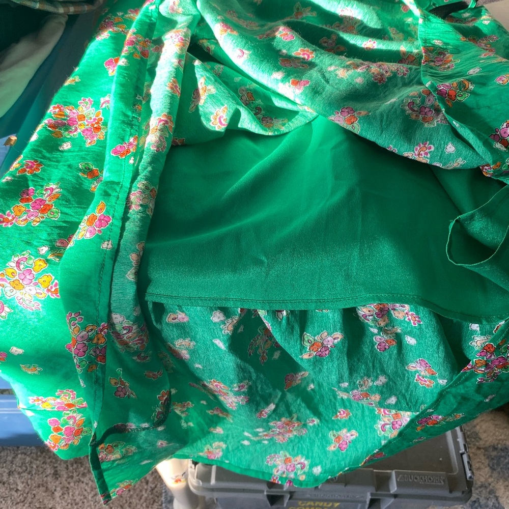 THML Green Floral Smocked Maxi Tiered Sundress - Picture 12 of 12